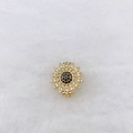 Macro shot of sunflower charm with gold plating and cubic zirconia for stainless steel bracelets - Golden Sunflower Style (Model 234)
