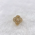 Detail of clover jewelry with gold plating, micro-pave crystals and square center stone - Gold Four-leaf Clover (Style 202)