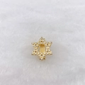 Detailed view of a gold-plated hexagram star charm with shimmering white zircons - Gold-Tone Six-Pointed Star Pendant (Style 240)