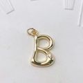 Golden brass letter B pendant with sparkling zircon accent for personalized DIY necklaces - Gold B