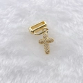 Detailed view of a gold-plated cross charm with sparkling crystals for watch bands - Gold Slider Cross (Style 218)