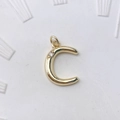 Polished brass letter C pendant with sparkling round zircon stone in golden finish - Gold C