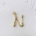 Messing vergoldeter Alphabet Buchstabe N Anhänger mit kleinem funkelndem Zirkonstein - Gold N