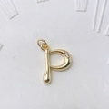 Pendant kleinbuchstabe p goldfarbenes messing mit zirkon stein fuer DIY halsketten - Gold P