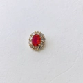 Detailed macro view of the oval red birthstone pendant surrounded by clear cubic zirconia - Red Stone Style (#3 Pendant Only)