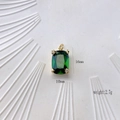 Macro detail of green square zircon pendant with 16mm height and 10mm width dimensions - Style A Pendant Only (Without Chain) / Gold