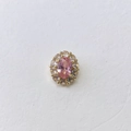 Macro detail of oval pink birthstone pendant with pavé cubic zirconia in gold plating - Pink Stone Style (#4 Pendant Only)
