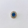 Close-up of vintage oval blue gemstone pendant with gold base and zircon stones - Dark Blue Stone Style (#7 Pendant Only)