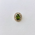 Detail of oval green birthstone pendant with halo of small clear cubic zirconia crystals - Green Stone Style (#8 Pendant Only)