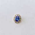 Macro shot of oval blue gemstone pendant with halo of zircons on a gold-plated base - Royal Blue Stone Style (#10 Pendant Only)