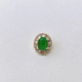 Close-up of oval green gemstone pendant with zircon halo and gold plating finish - Emerald Green Style (#11 Pendant Only)