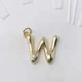 Polierter goldener Messing-Anhänger Buchstabe W mit Zirkonia-Stein für DIY-Halskette - Gold W