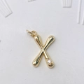 Alphabet X Anhänger aus Messing in Goldoptik mit Zirkon für DIY-Halsketten und Schmuck - Gold X