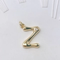Polierter Messing 18K Buchstabe Z Anhänger Halskette mit Zirkon und rundem Aufhängering - Gold Z