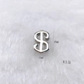 Polished silver dollar sign bead for DIY bracelets, 16mm x 11mm size and 3.2g weight - Dollar Sign Style (249 Designs) / Silver