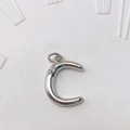 Silberfarbenes Messing-Anhänger Buchstabe C mit Kristall für DIY Halsketten Schmuck - Silber C