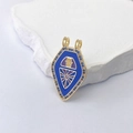 Gold-plated Hamsa Hand shield necklace with blue enamel and purple zircon stones - Dark Blue Hamsa Hand Style (Style B)