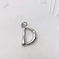 Silberner D-Alphabet Anhänger aus Messing mit Zirkonia für DIY Halsketten Zubehör - Silber D