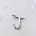 Poliertes Messing Buchstabe J Anhänger Halskette Charme mit Zirkon Einlagen in Silber Optik - Silber J