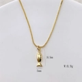Elegant gold fish pendant necklace with textured scales on a delicate box chain - Little Fish Style (#14) / Necklace