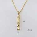 Collana con pendente a pesce dorato e catena veneziana con dettagli in rilievo da donna - Stile Scaglie di Pesce (#16)