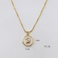 Golden sea dolphin pendant necklace with white shell inlay, size 16mm by 13.5mm - Mother of Pearl Dolphin Style (#10) / Necklace