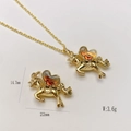 Collar colgante de unicornio dorado con corazón naranja y detalles de purpurina - Estilo Unicornio (Modelo A) / Solo Colgante (Sin Cadena)