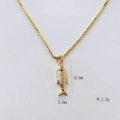 Collana con ciondolo a forma di pesce dorato con scaglie dettagliate e catena box - Stile Pesce Realistico (#18)