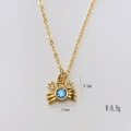 Pendente granchio dorato con pietra azzurra e chele di cristallo 11mm larghezza - Stile Granchio Zaffiro (#2)