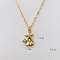 Collana con ciondolo a stella marina e conchiglia dorata con zircone blu e misure - Stile Fusione Stella Marina Conchiglia (#3)