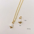 Süße goldene Halskette mit einem weißen Emaille-Pilzanhänger mit kleinen Goldpunkten - Weißer Pilz mit goldenen Punkten / Nur Anhänger (Ohne Kette)