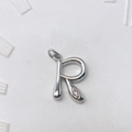 Polierter silberner Buchstabe R Anhänger mit Zirkonia-Inlay für DIY-Halsketten - Silber R