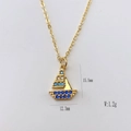 Collana con ciondolo a vela dorata con zirconi blu e bianchi, fascino 15,5x12,3 mm - Stile Barca a Vela Zirconia Blu Bianco (#5)