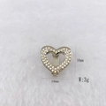 Silver hollow heart jewelry charm with white cubic zirconia, size 19mm x 16mm - Silver Hollow Heart (Style 135)