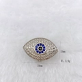 Blue Evil Eye stainless steel bracelet charm with white cubic zirconia crystals - Silver Multi-Color Evil Eye (Style 137)