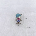Silver boy charm with blue and pink zircons, 16.5mm height for stainless steel bracelets - Silver Chibi Boy (Style 139)