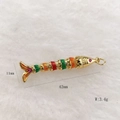 Articulated goldfish pendant in gold with red, green, and orange enamel finish - 42mmx11mm / Tropical Fish Style B (250726130350)
