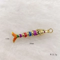 Colorful tropical fish pendant in gold plating with enamel details and 38mm length - 38mm x 11mm / Tropical Fish Style C (250726130350)