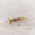 Colorful tropical fish pendant in gold finish with enamel inlay for DIY jewelry, 30mm size - 30mmx11mm / Tropical Fish Style D (250726130350)