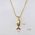 Collana a catena veneziana dorata con ciondolo a forma di pesce lucido da 24mm - Stile Pesciolino Lucido (#17)