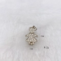Silver stainless steel girl charm with cubic zirconia pavé and bow detail, 16mm height - Silver Rhinestone Girl (Style 147)