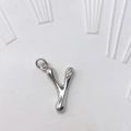 Poliertes silbernes Messing-Y-Anhänger mit Zirkon-Steinen für DIY-Halsketten - Silber Y