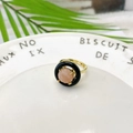Bohemian gold ring featuring a donut-shaped black circle and a pink natural stone center - Pink Quartz Style (Style B)