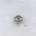 15mm silver stainless steel evil eye charm with blue and white stones for DIY bracelet - Silver Round Evil Eye (Style 191)