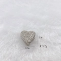 Sparkling silver heart pendant with full zircon inlay and 10mm band clasp attachment - Silver Rhinestone Heart Style (195)