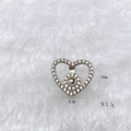 Silver heart pendant with white zircon inlays and precise 18.4mm by 16mm dimensions - Silver Rhinestone Heart (Style 155)