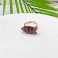 Artisan purple fish-shaped gemstone ring with gold wire wrap and adjustable band - Amethyst Look (Style B)