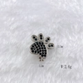 Silver stainless steel paw print charm with black cubic zirconia for DIY bracelets - Silver Black Rhinestone Paw (Style 157)