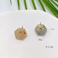 Hexagonal gemstone butterfly pendant with gold plating and cubic zirconia inlay - Cherry Blossom Agate