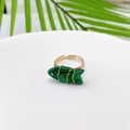 Macro shot of gold-plated fish-shaped ring featuring green natural stone textures - Malachite Look (Style E)